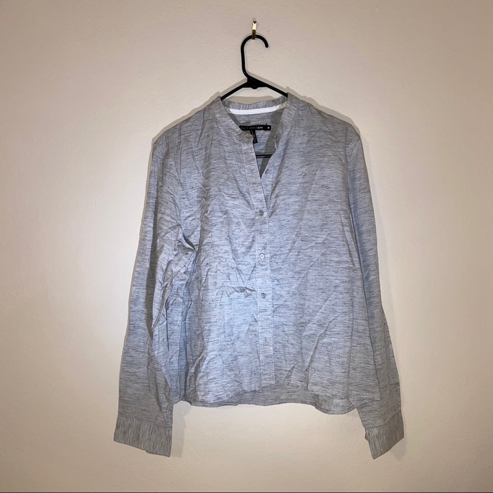 NO OFFERS RAG & BONE heathered gray Leeds button up top - Picture 3 of 9